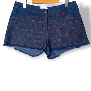 UMGEE USA Cotton Blend Denim Embroidered Short Shorts US Sz L
